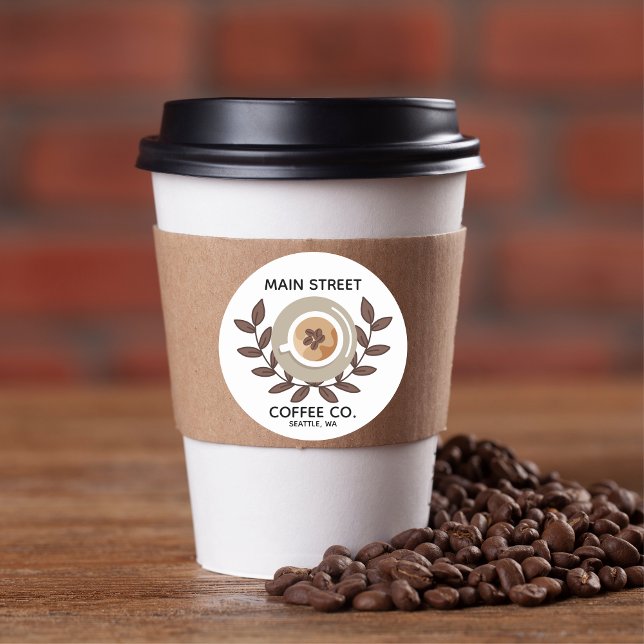 Autocollant pour petite entreprise Laurel et tasse (Créateur téléchargé)