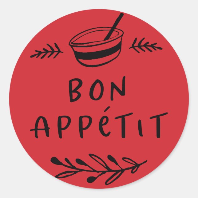 Autocollant pour pot / épice Bon Appétit (Devant)
