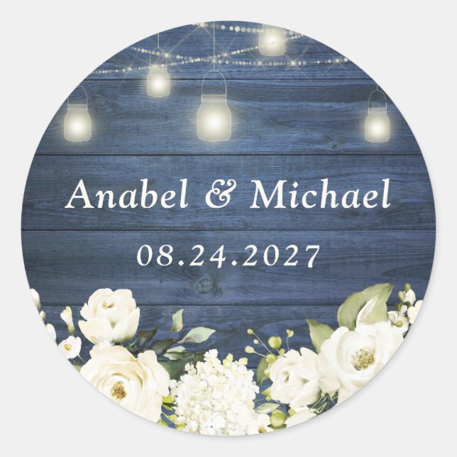 Autocollant pour pot Mason en Bois Bleu Rustique F (Devant)