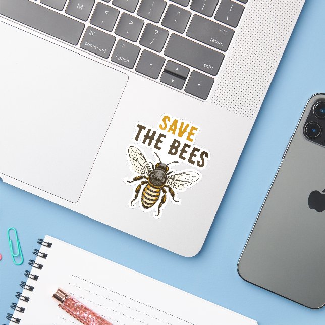 Autocollant pour sauver les abeilles avec abeille  (Ordinateur portable avec iPhone)