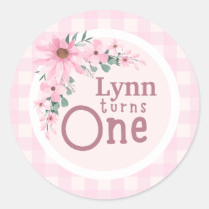Autocollant pour un premier anniversaire à fleurs