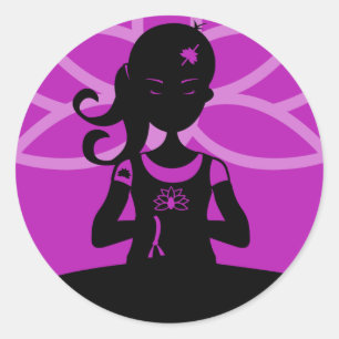 Autocollant pourpre de silhouette de yoga