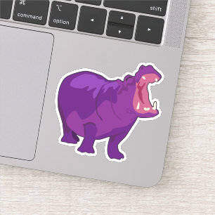 Autocollant pourpre de vecteur d'hippopotame