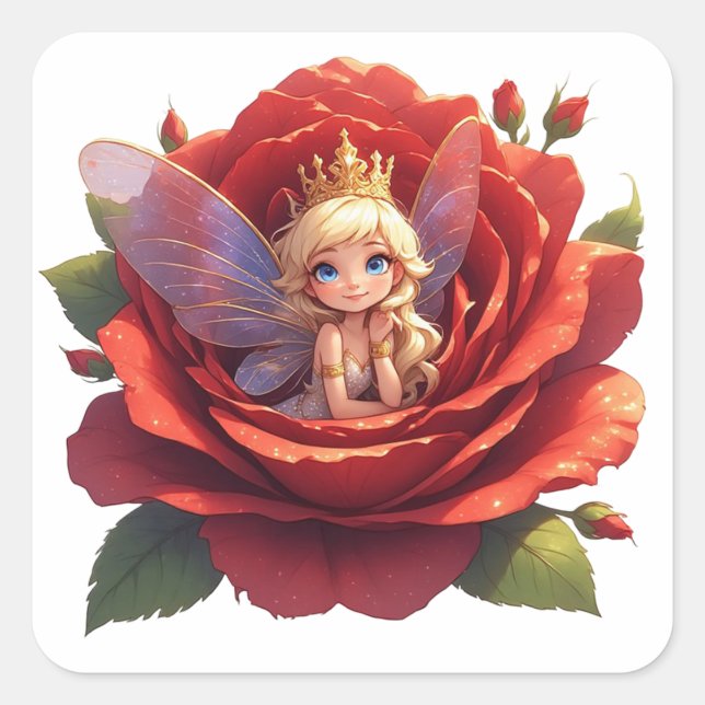 Autocollant Princesse Fée Rose Pour Cadeaux D'anni (Devant)