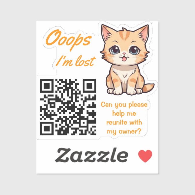 Autocollant QR de retour d'objet perdu entièrement (Feuille)