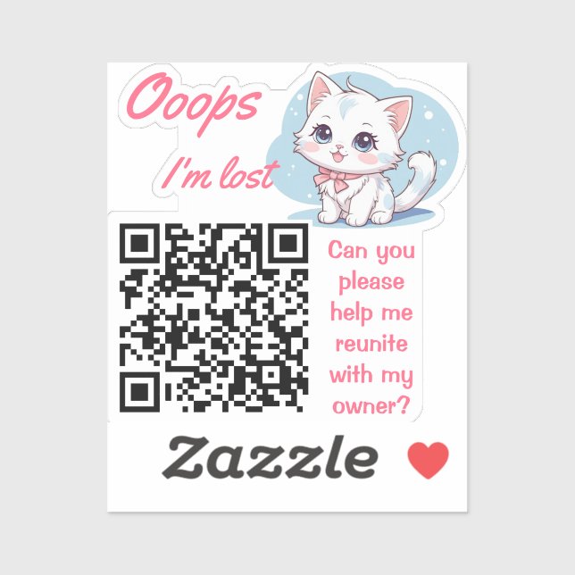Autocollant QR Objets Trouvés Fluffy Rose  (Feuille)
