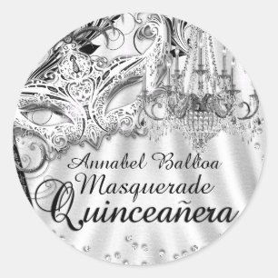 Autocollant Quinceanera Mascarade Lustre Argenté