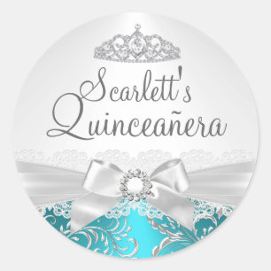Autocollant Quinceanera Pretty Tiara & Bow Sarcell