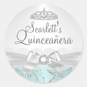 Autocollant Quinceanera Pretty Tiara & Bow Sarcell