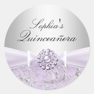 Autocollant Quinceanera Purple Swirl & Jewel Bow
