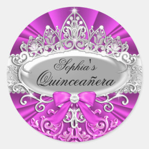 Autocollant Quinceanera Tiara Rose & Damassé