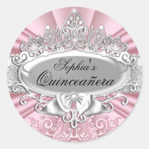 Autocollant Quinceanera Tiara Rose & Damassé
