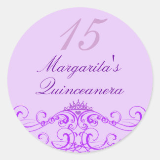 Autocollant Quinceanera Violet Princesse Tiara