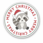 Autocollant Raccoon Christmas Snow Winter Raccoons<br><div class="desc">Le raton laveur pour Noël comme carte de voeux. Animaux amusants avec des cadeaux et de la neige pour les vacances. Aussi drôle pour noël en juillet. Les ratons laveurs sont des animaux mignons et parfaits pour Noël.</div>
