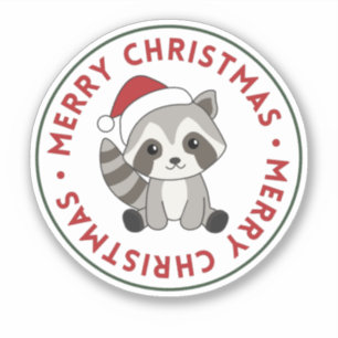 Autocollant Raccoon Christmas Snow Winter Raccoons