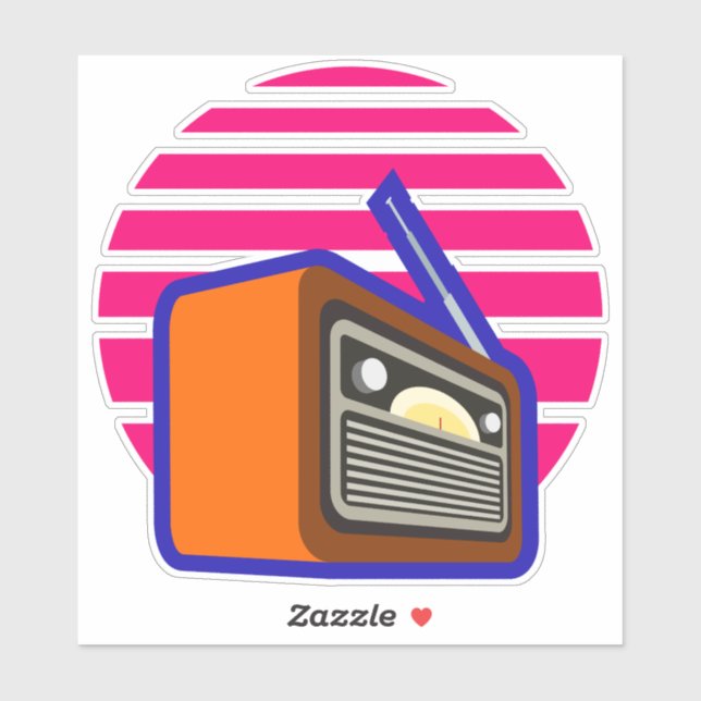 Autocollant Radio Rétro | Graphisme Musique Classi (Feuille)
