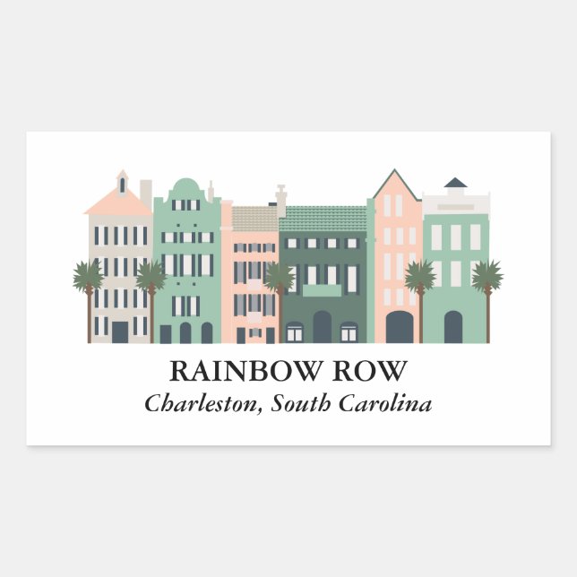 Autocollant Rainbow Row Charleston Caroline du Sud (Devant)