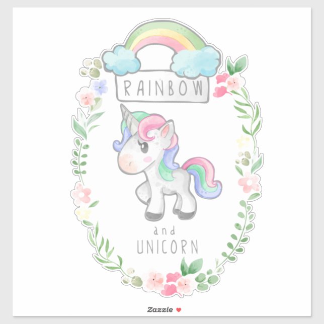 Autocollant Rainbow Unicorn (Feuille)