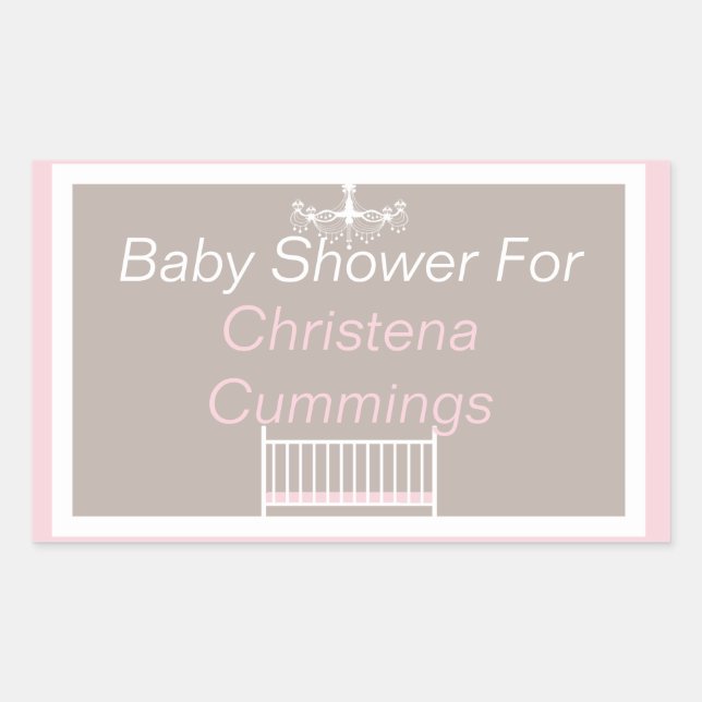 Autocollant Rectangle Élégant Lustre Baby Shower (Devant)