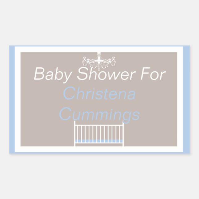 Autocollant Rectangle Élégant Lustre Baby Shower (Devant)