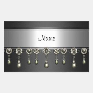 Autocollant Rectangle Noir Argent Chrome Jewel gar
