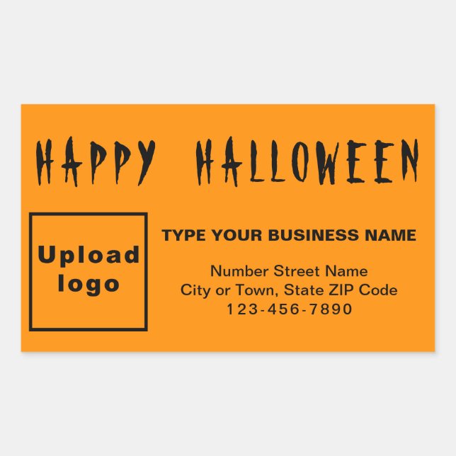 Autocollant rectangle orange Halloween d'affaires (Devant)