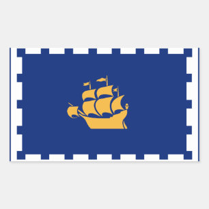 Autocollant rectangulaire avec drapeau de la ville