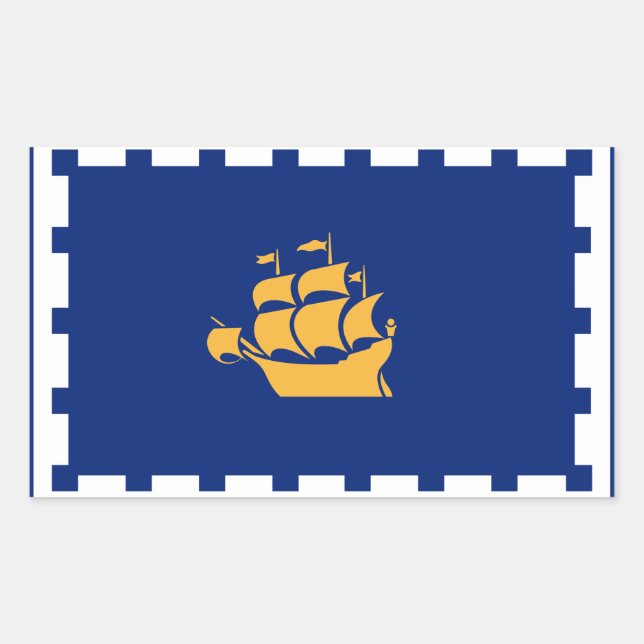 Autocollant rectangulaire avec drapeau de la ville (Devant)