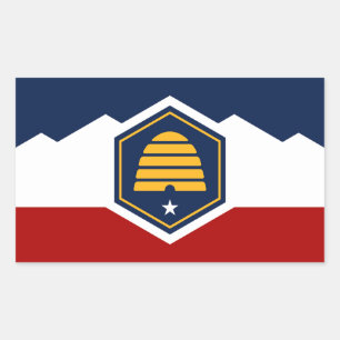 Autocollant rectangulaire avec drapeau de l'Utah,