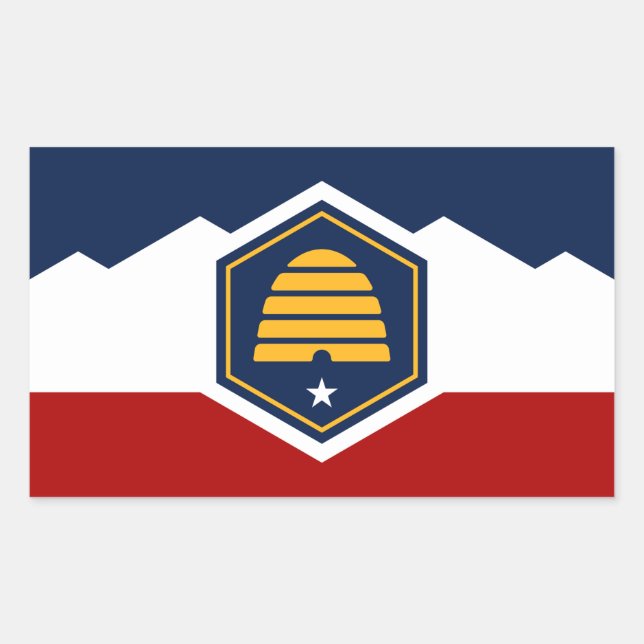 Autocollant rectangulaire avec drapeau de l'Utah,  (Devant)