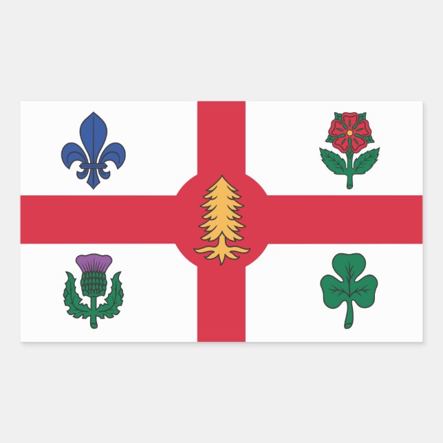 Autocollant rectangulaire avec drapeau de Montréal (Devant)
