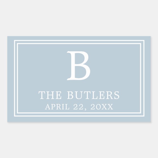 Autocollant rectangulaire bleu poussiéreux moderne (Devant)