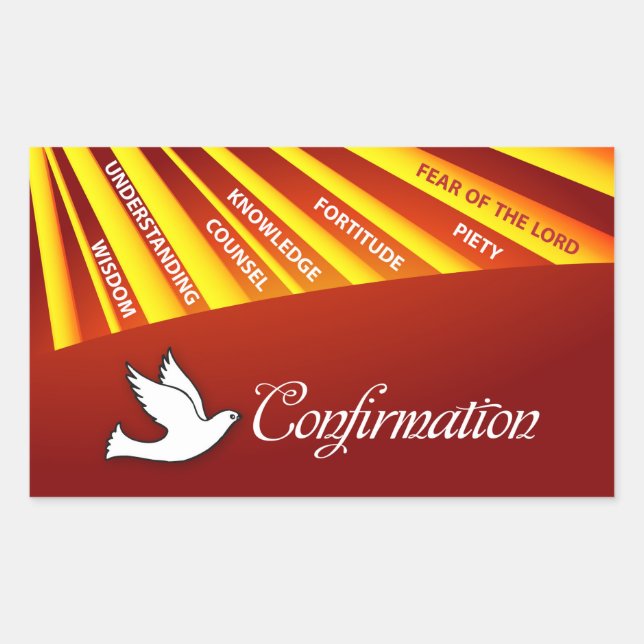 Autocollant rectangulaire, Confirmation, Colombe s (Devant)