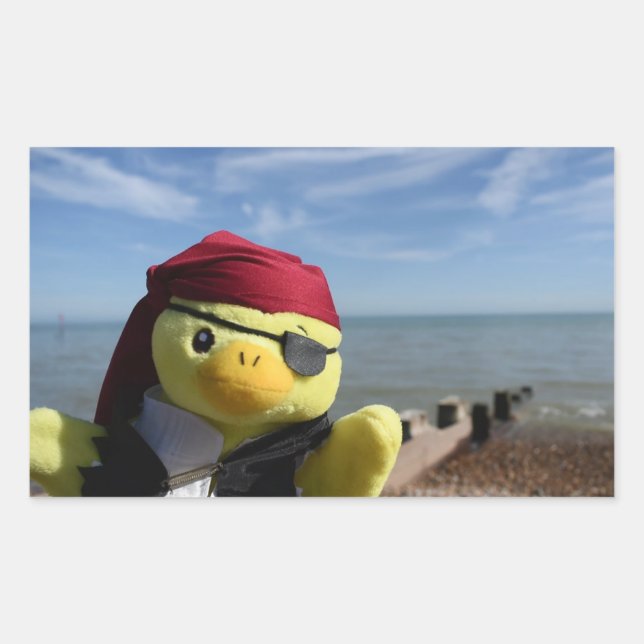 Autocollant rectangulaire Danny Duck le Pirate (Devant)