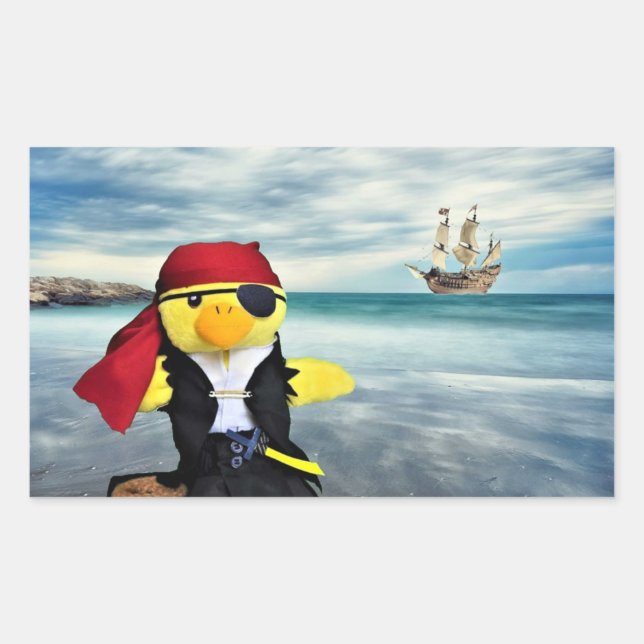 Autocollant rectangulaire Danny Duck le Pirate (Devant)