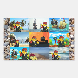 Autocollant rectangulaire Danny Duck le pirate