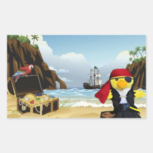 Autocollant rectangulaire Danny Duck le Pirate