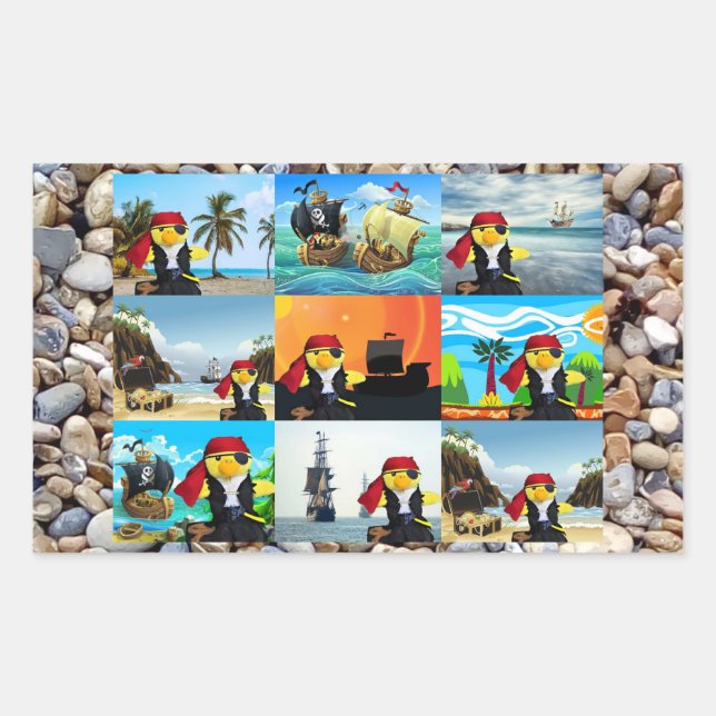 Autocollant rectangulaire Danny Duck le pirate (Devant)