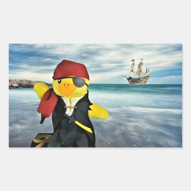 Autocollant rectangulaire Danny Duck le Pirate (Devant)