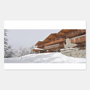 Autocollant rectangulaire de chalet de station de