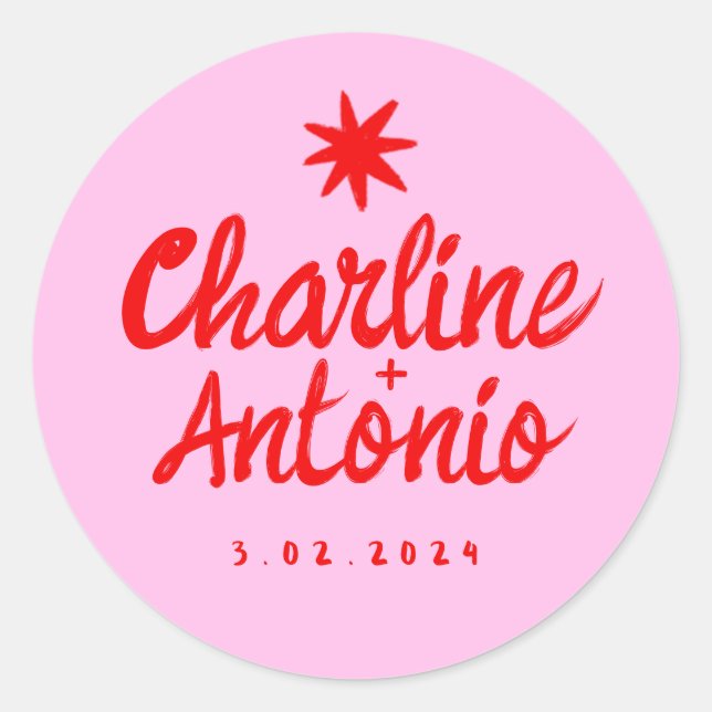 Autocollant rectangulaire de mariage rétro écritur (Devant)