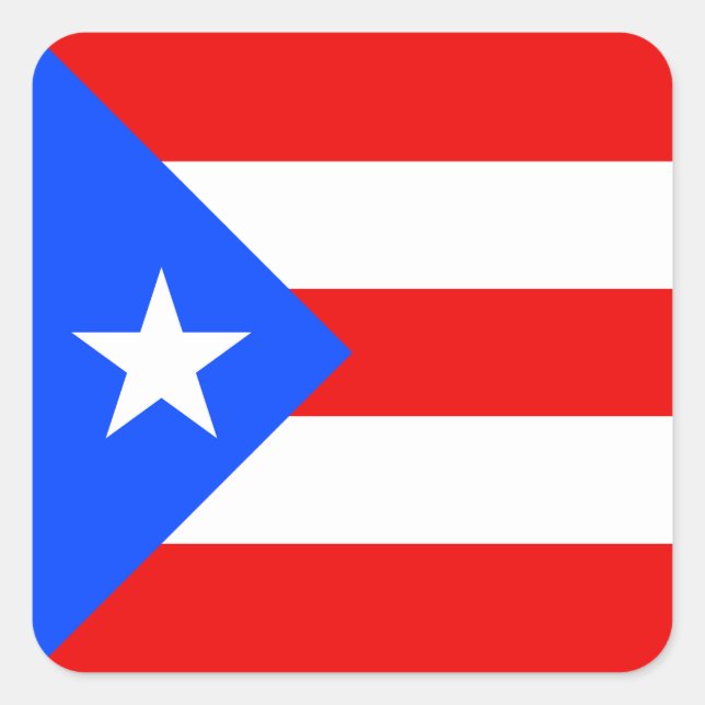Autocollant rectangulaire du drapeau de Porto Rico (Devant)