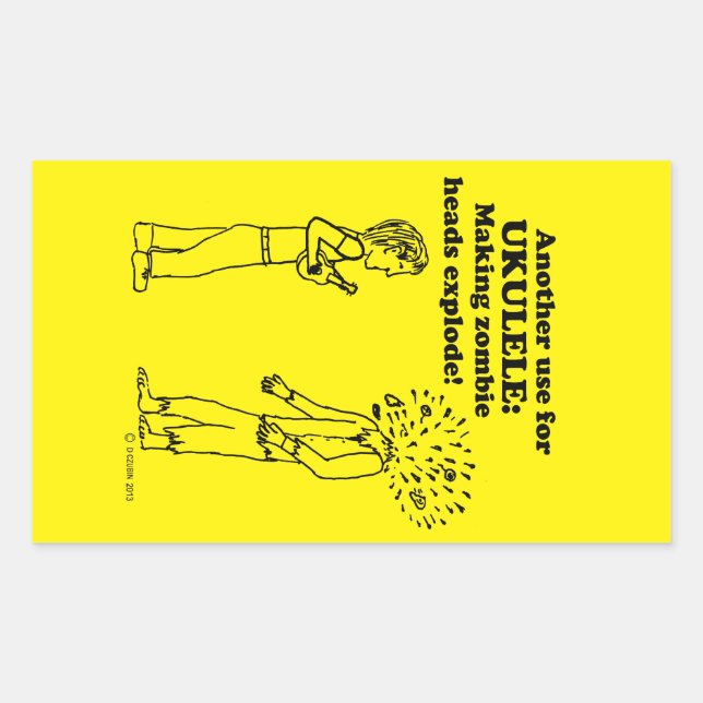 Autocollant rectangulaire explosé Ukulele Zombie (Devant)