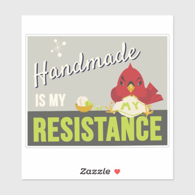 Autocollant rectangulaire « Handmade is My Resista (Feuille)