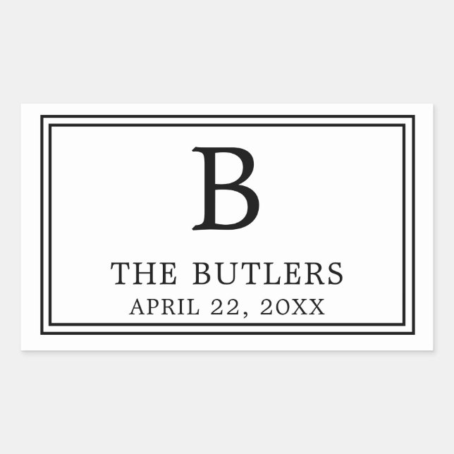 Autocollant rectangulaire noir et blanc moderne (Devant)