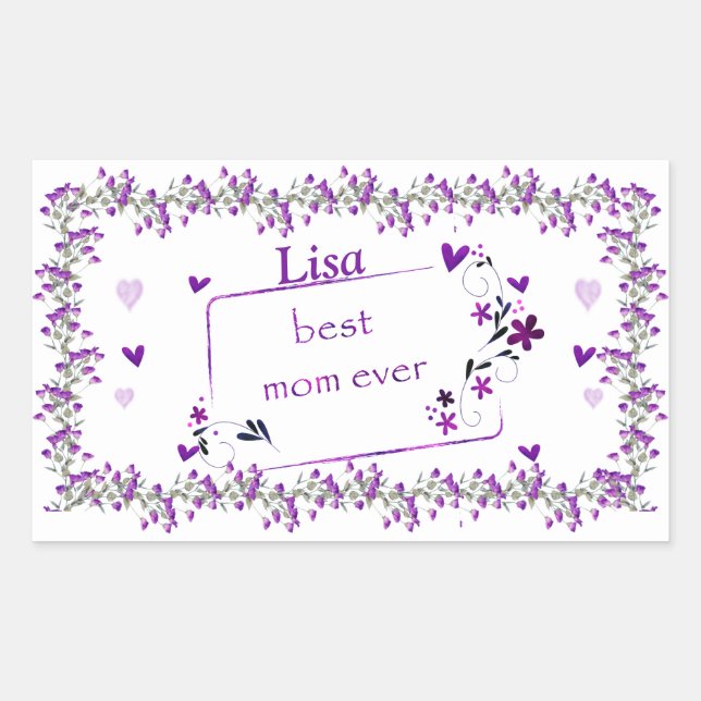 Autocollant rectangulaire pour maman violette (Devant)