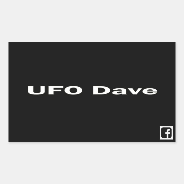 Autocollant rectangulaire UFO Dave avec logo faceb (Devant)