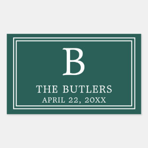 Autocollant rectangulaire vert émeraude moderne