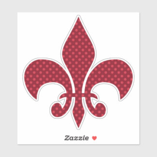 Autocollant Red Polka Dot Fleur De Lis
