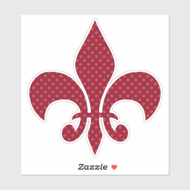 Autocollant Red Polka Dot Fleur De Lis (Feuille)